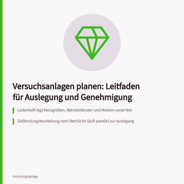 Leitfaden zur Planung von Versuchsanlagen mit Auslegung und Genehmigung. Versuchsanlagen planen mit Leitfaden für Auslegung, Genehmigung und Betrieb