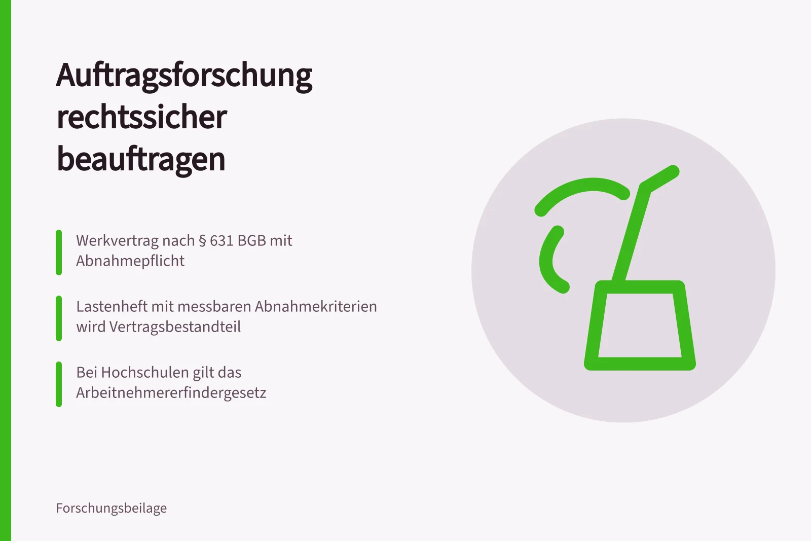 Karte zu Werkvertrag, Lastenheft und Nutzungsrechten bei Auftragsforschung